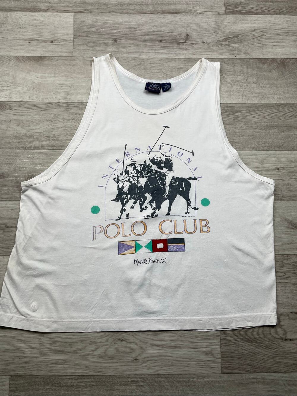🔥Vintage 90s Polo Club International Myrtle Beach Tank Top 1988 Air Waves Inc